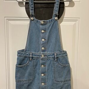 Denim Button-Front Overall Skirt